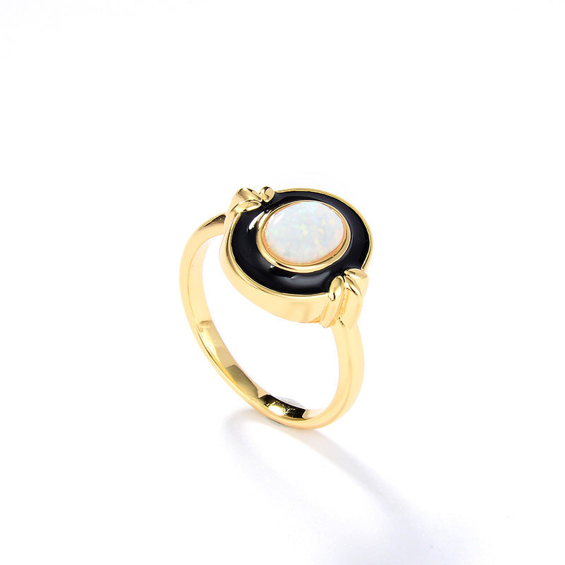 S925 Silver 18K Gold Plating Oval Graceful Personality Simple Ring