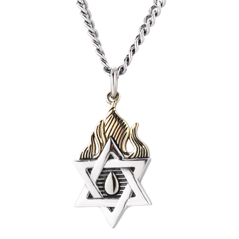 Flame Hexagram Necklace S925 All-in-one Sweater Chain