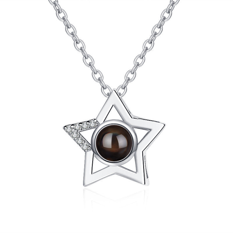 S925 Silver Five-pointed Star Diamond Simple Clavicle Necklace