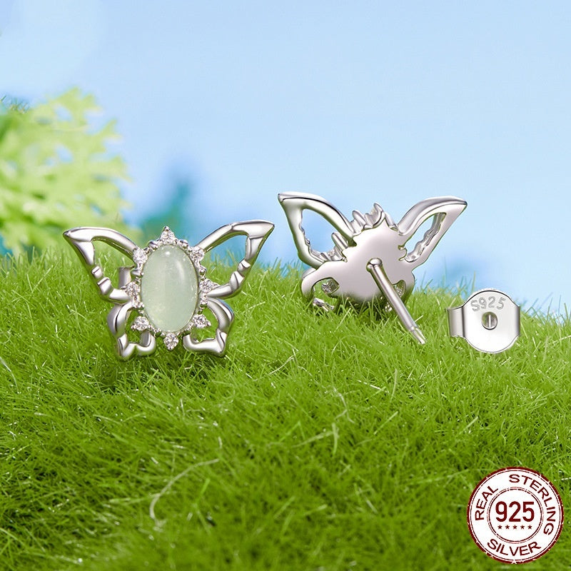 Elegant Butterfly Studs S925 Sterling Silver Platinum-plated Earrings