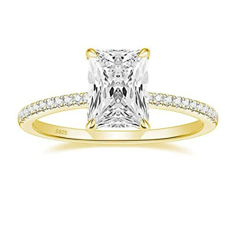 925 Silver Inlay Women's 3CT Rhinestone Ring