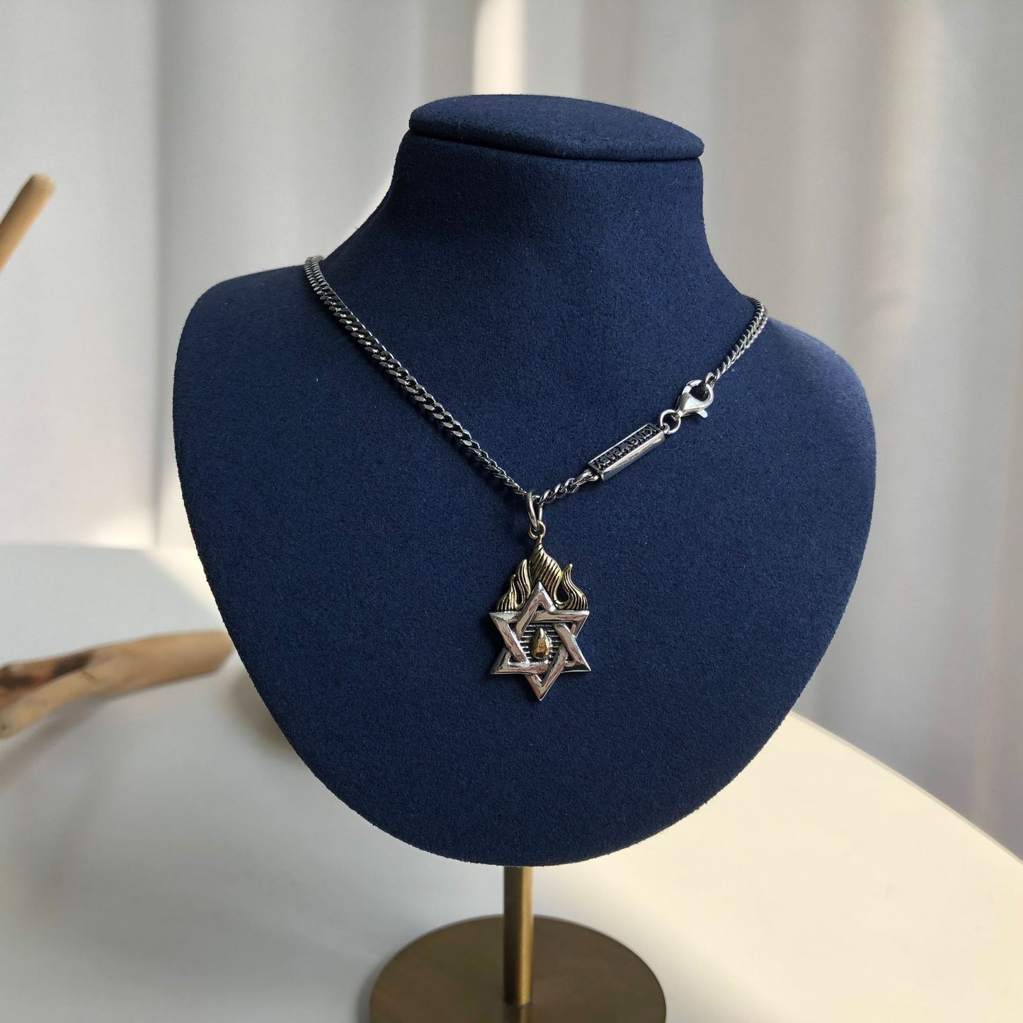 Flame Hexagram Necklace S925 All-in-one Sweater Chain