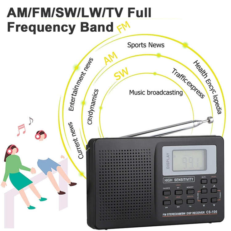 CS-106 9KHZ Multifunctional Full Band Digital Demodulation Stereo Radio Receiver, 9KHZ