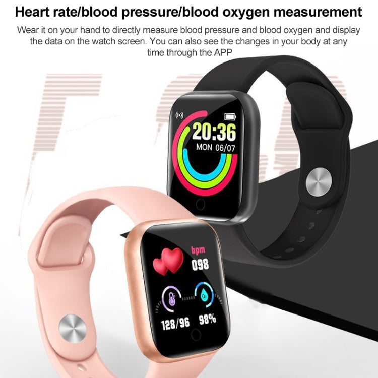 Y68 1.44 inch Smart Watch, Support Heart Rate Blood Pressure Blood Oxygen Monitoring, Y68 Black, Y68 Pink