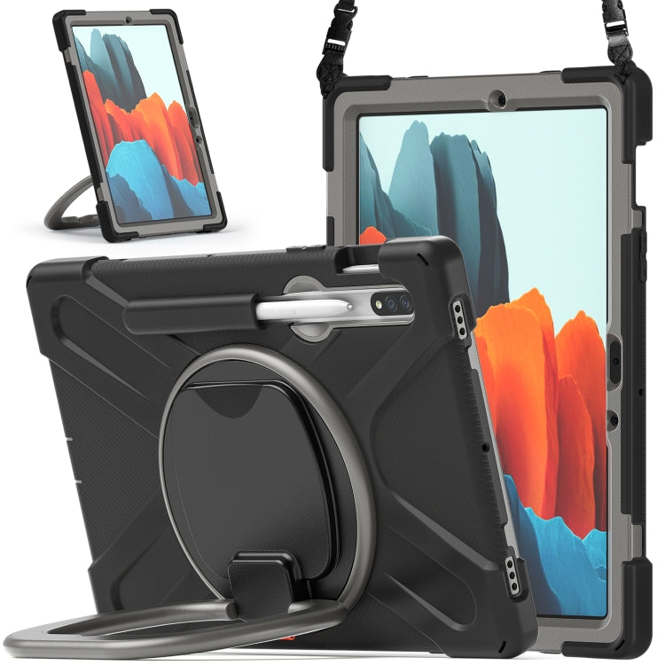 Silicone + PC Protective Case with Holder & Shoulder Strap, For Samsung Galaxy Tab S8 / Galaxy Tab S7 T870 / T875, For Samsung Galaxy Tab A7 10.4 (2020) T500 / T505, For iPad 9.7 inch (2018/2017)