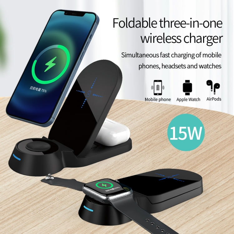 H22 3 In 1 Multi-function Foldable Smart Wireless Charger for Smart Phones & iWatches & AirPods