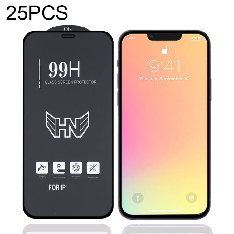For iPhone 16e / 13 / 13 Pro 25pcs High Aluminum Large Arc Full Screen Tempered Glass Film, For iPhone 13 mini (25 PCS), For iPhone 16e / 13 / 13 Pro (25pcs), For iPhone 13 Pro Max (25pcs)