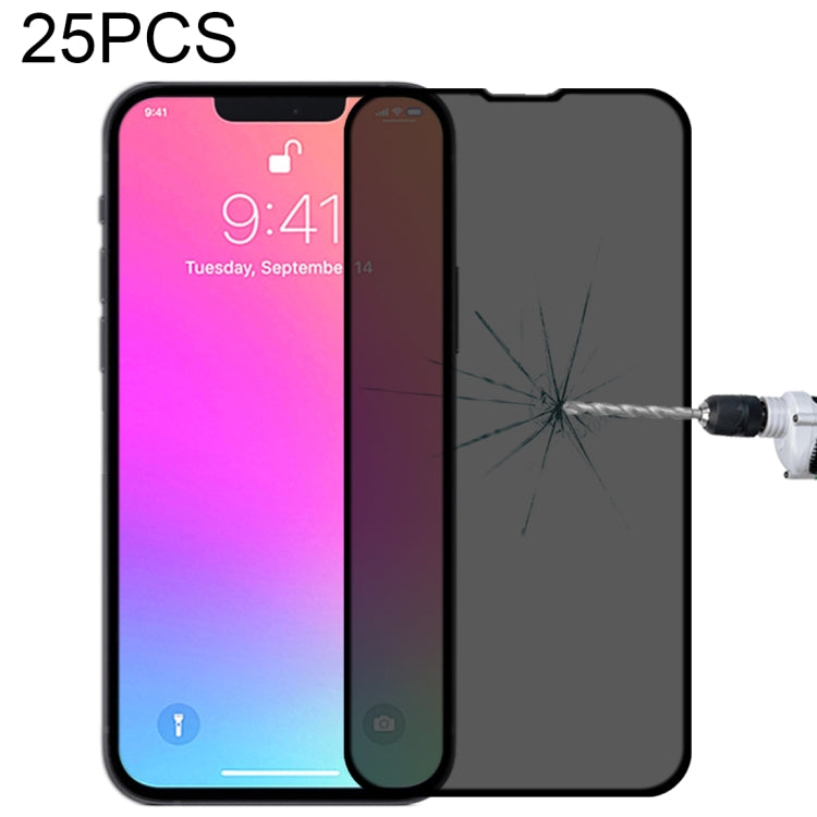 For iPhone 16e / 13 / 13 Pro 25pcs Anti-peeping Plasma Oil Coated High Aluminum Wear-resistant Tempered Glass Film, For iPhone 13 mini (25pcs), For iPhone 16e / 14 / 13 / 13 Pro (25pcs), For iPhone 14 Plus / 13 Pro Max