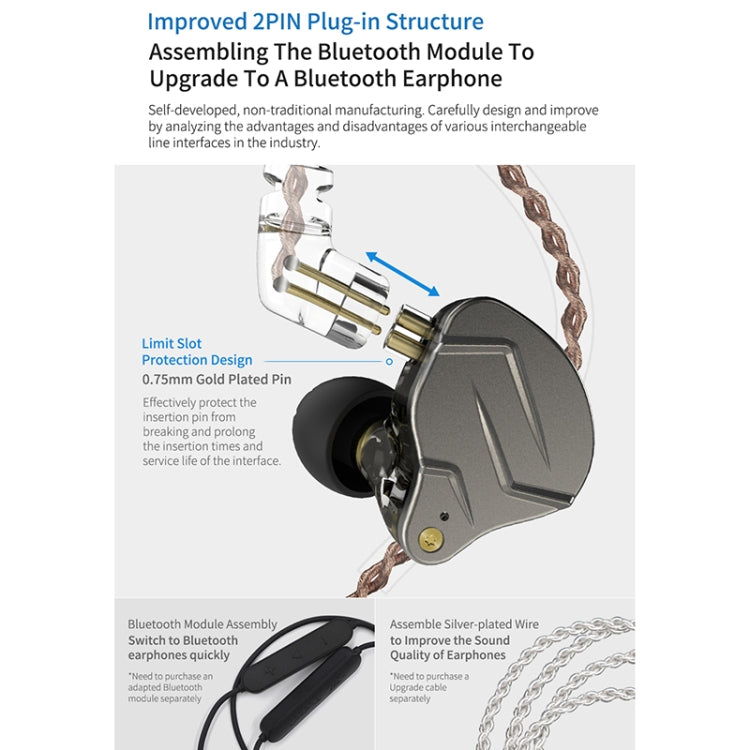 KZ ZSN Pro Ring Iron Hybrid Drive Metal In-ear Wired Earphone,, ZSN Standard Version(Purple), ZSN Mic Version(Grey), ZSN Mic Version(Blue), ZSN Mic Version(Purple), ZSN Standard Version(Grey), ZSN Standard Version(Blue)