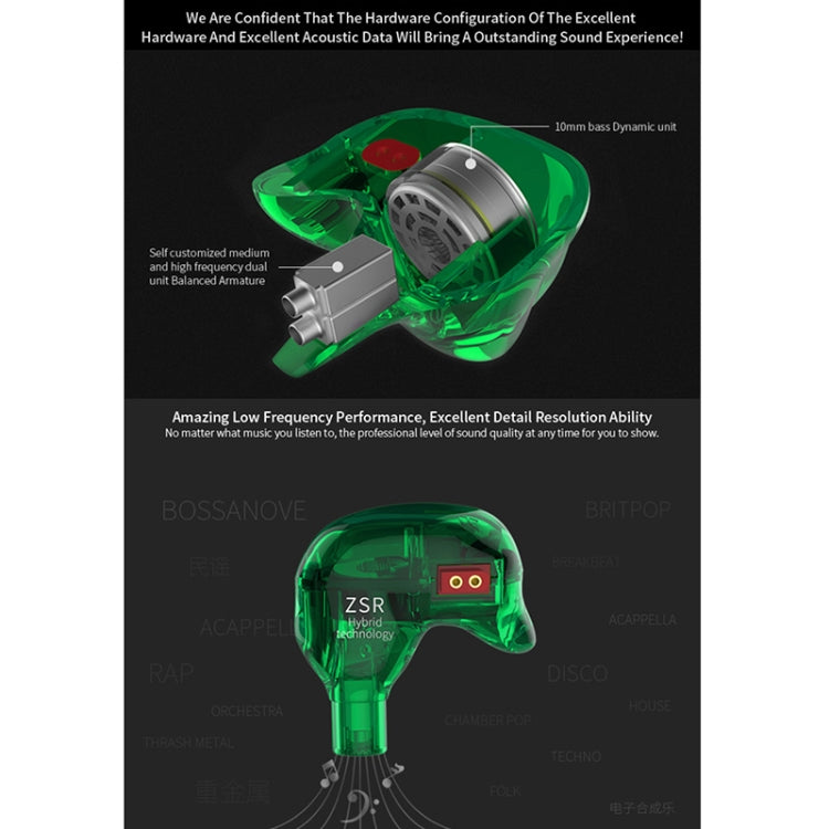 KZ ZSR 6-unit Ring Iron In-ear Wired Earphone,, ZSR Mic Version(Red), ZSR Mic Version(Green), ZSR Standard Version(White), ZSR Standard Version(Black), ZSR Standard Version(Red), Standard Version(Green), ZSR Mic Version(White), ZSR Mic Version(Black)