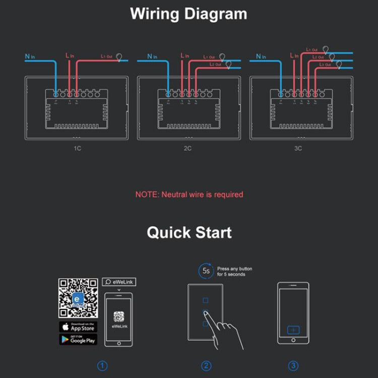 Sonoff T3 US-TX 433 RF WIFI Smart Remote Control Wall Touch Switch, US Plug, Single Button, Double Buttons, Three Buttons