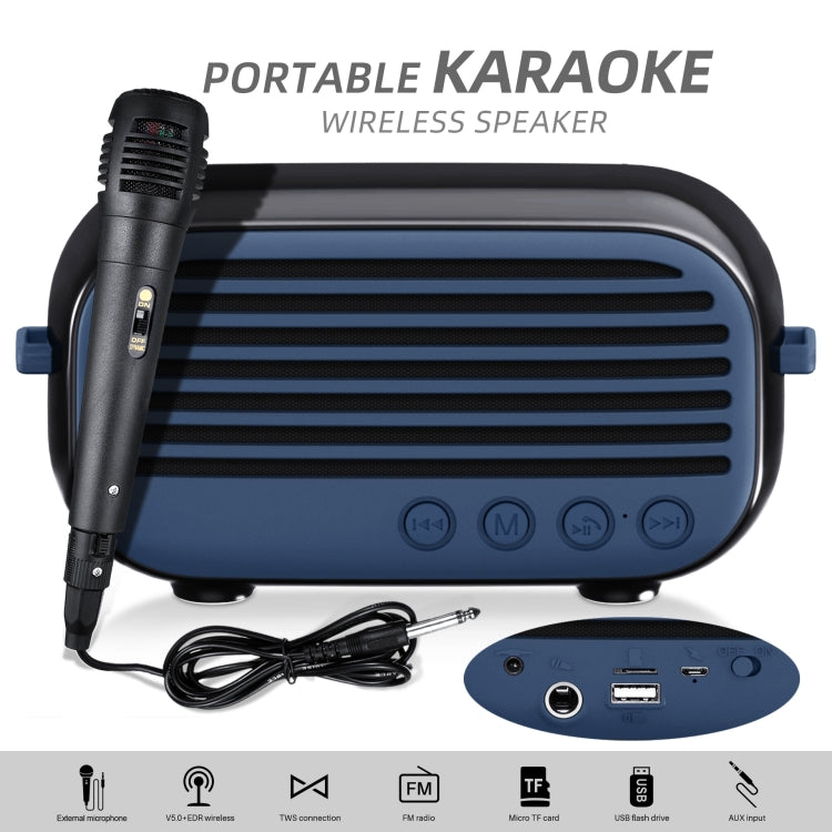 New Rixing NR-3000M Bluetooth 5.0 Portable Karaoke Wireless Bluetooth Speaker with Microphone & Shoulder Strap, NR-3000M(Black), NR-3000M(Red), NR-3000M(Blue), NR-3000M(Green)
