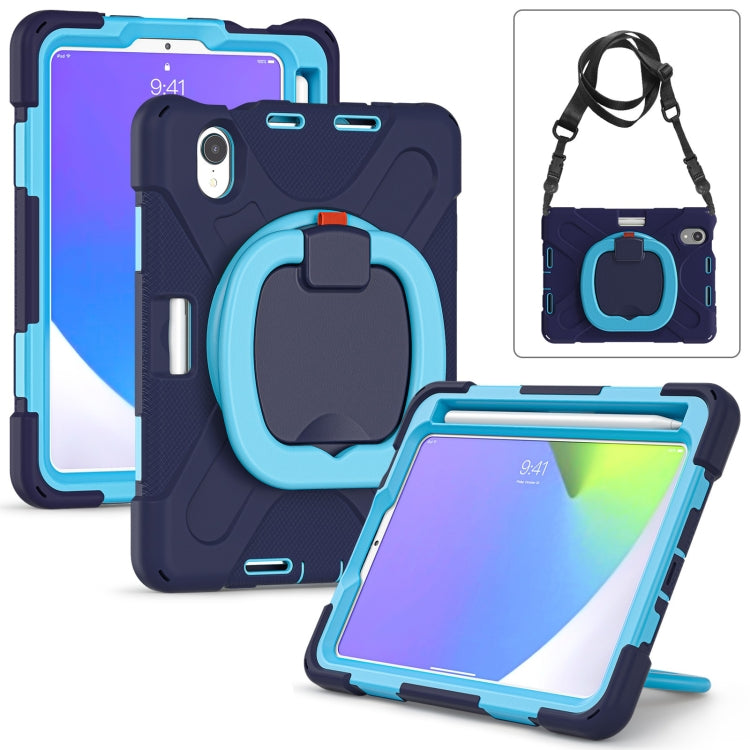 Heavy Duty Silicone Hybrid PC Tablet Case with Holder & Shoulder Strap, For iPad mini 6 / mini 2024, For iPad mini 6