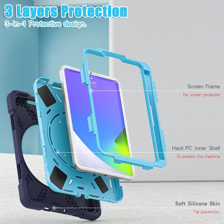 Heavy Duty Silicone Hybrid PC Tablet Case with Holder & Shoulder Strap, For iPad mini 6 / mini 2024, For iPad mini 6