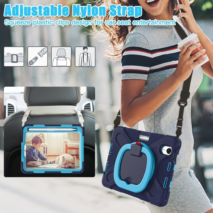 Heavy Duty Silicone Hybrid PC Tablet Case with Holder & Shoulder Strap, For iPad mini 6 / mini 2024, For iPad mini 6