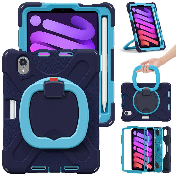 Heavy Duty Silicone Hybrid PC Tablet Case with Holder & Shoulder Strap, For iPad mini 6 / mini 2024, For iPad mini 6