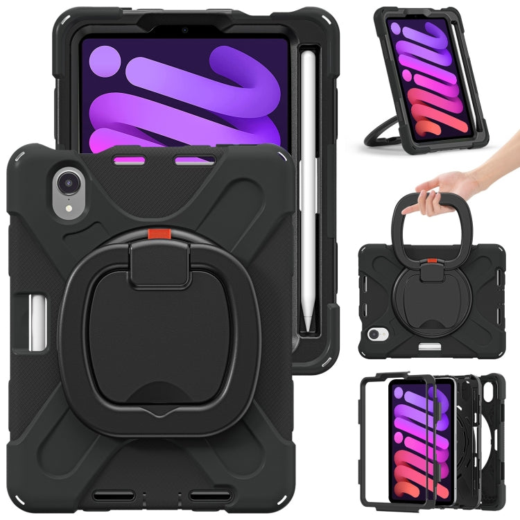 Heavy Duty Silicone Hybrid PC Tablet Case with Holder & Shoulder Strap, For iPad mini 6 / mini 2024, For iPad mini 6
