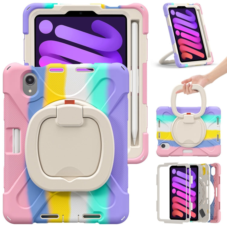 Heavy Duty Silicone Hybrid PC Tablet Case with Holder & Shoulder Strap, For iPad mini 6 / mini 2024, For iPad mini 6