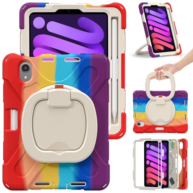 Heavy Duty Silicone Hybrid PC Tablet Case with Holder & Shoulder Strap, For iPad mini 6 / mini 2024, For iPad mini 6