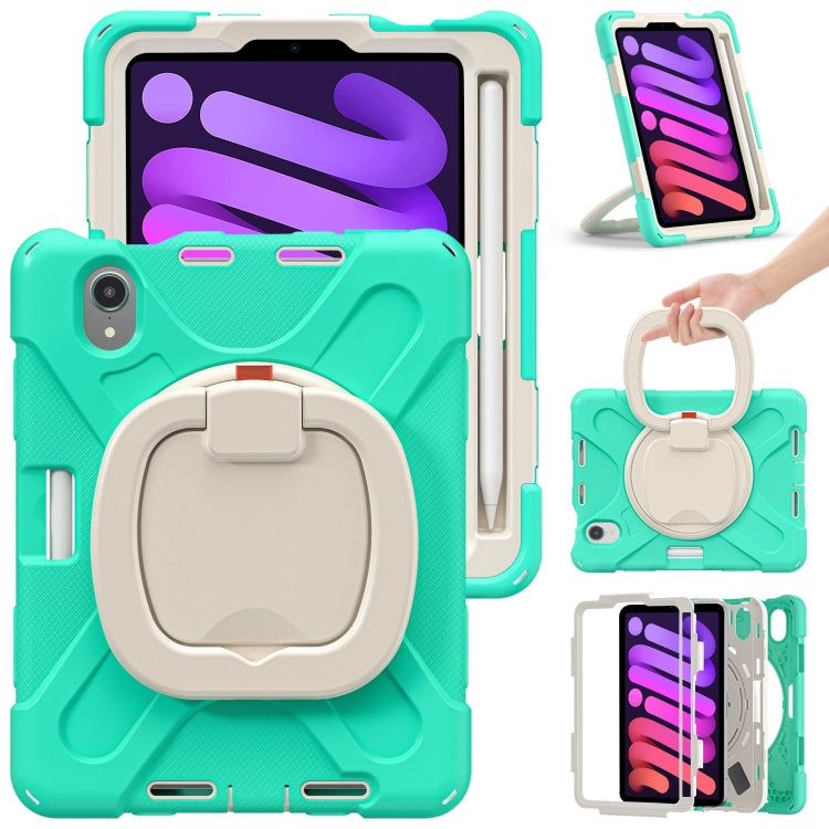 Heavy Duty Silicone Hybrid PC Tablet Case with Holder & Shoulder Strap, For iPad mini 6 / mini 2024, For iPad mini 6