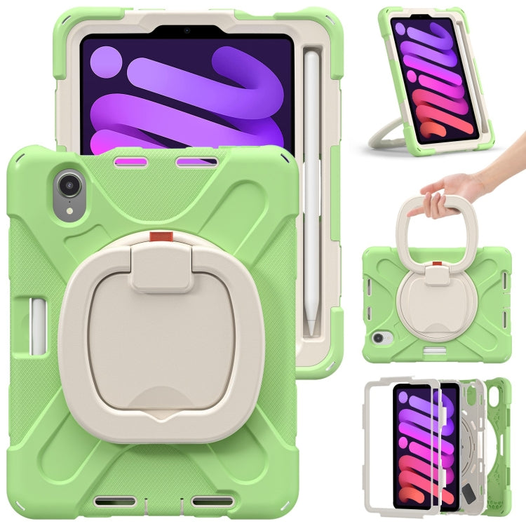 Heavy Duty Silicone Hybrid PC Tablet Case with Holder & Shoulder Strap, For iPad mini 6 / mini 2024, For iPad mini 6