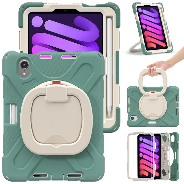 Heavy Duty Silicone Hybrid PC Tablet Case with Holder & Shoulder Strap, For iPad mini 6 / mini 2024, For iPad mini 6