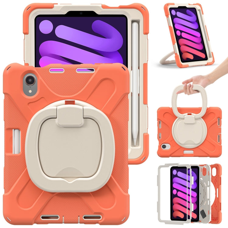 Heavy Duty Silicone Hybrid PC Tablet Case with Holder & Shoulder Strap, For iPad mini 6 / mini 2024, For iPad mini 6