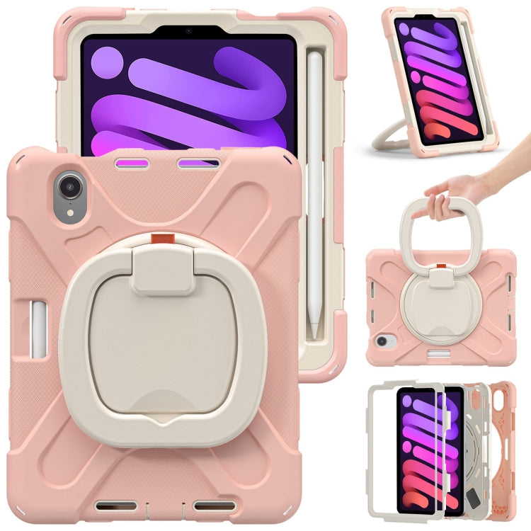 Heavy Duty Silicone Hybrid PC Tablet Case with Holder & Shoulder Strap, For iPad mini 6 / mini 2024, For iPad mini 6