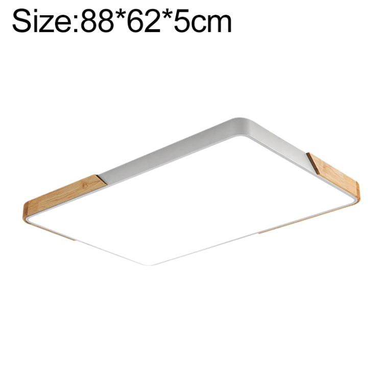 Wood Macaron LED Rectangle Ceiling Lamp, White Light, 88x62cm, 110x70cm