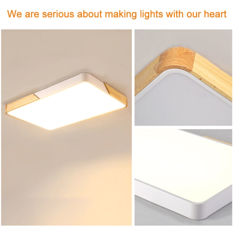 Wood Macaron LED Rectangle Ceiling Lamp, White Light, 88x62cm, 110x70cm