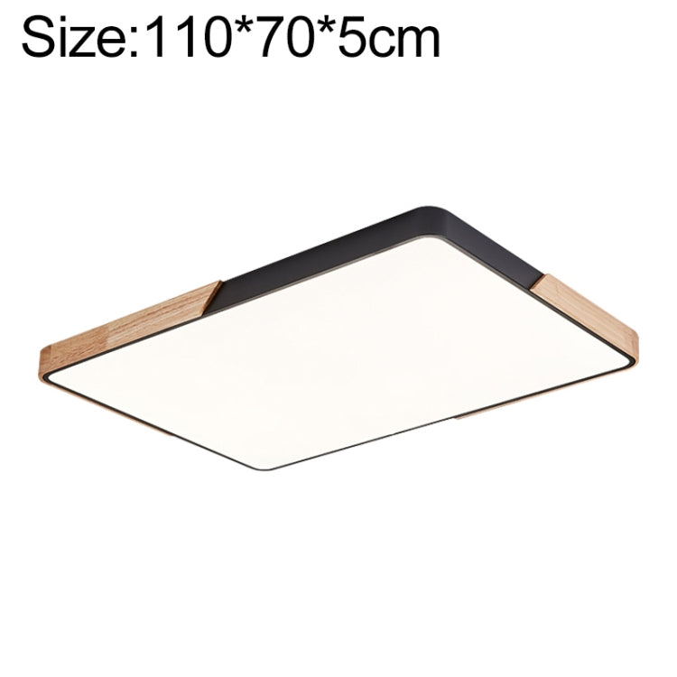 Wood Macaron LED Rectangle Ceiling Lamp, White Light, 88x62cm, 110x70cm
