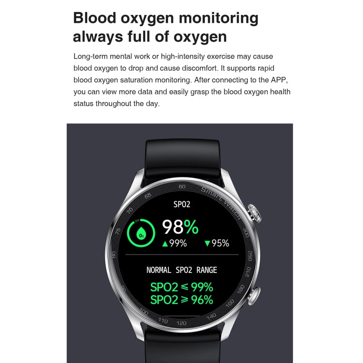 AK32 1.36 inch IPS Touch Screen Smart Watch, Support Bluetooth Calling/Blood Oxygen Monitoring,Style: Steel Watch Band, Steel Watch Band(Silver), Steel Watch Band(Black), Steel Watch Band(Gold)