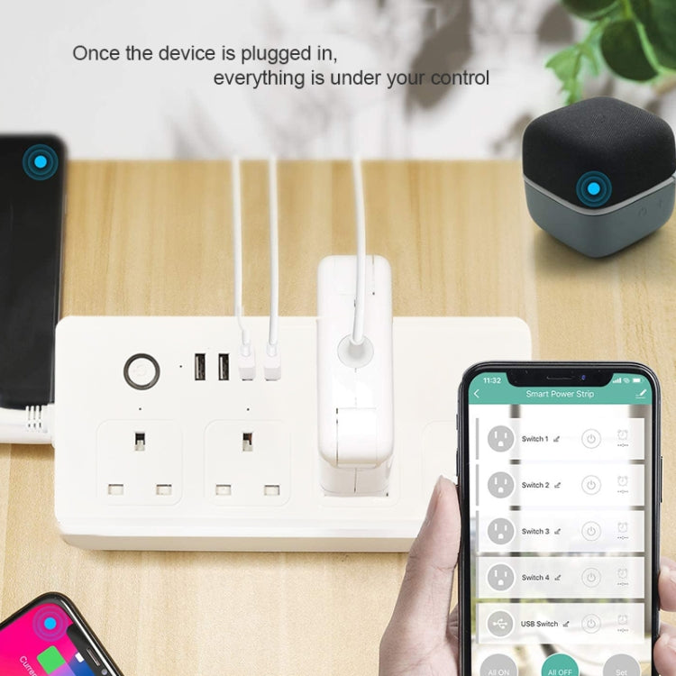 SM-SO301-K 4 Holes + 4 USB Multi-purpose Smart Power Strip, UK Plug, ZigBee 13A, WIFI 13A