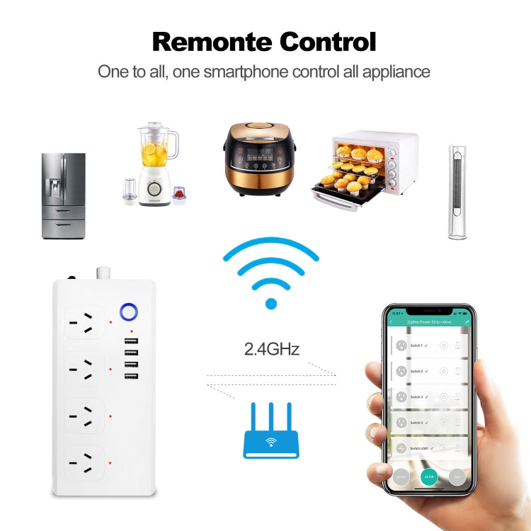 SM-SO301-A 4 Holes + 4 USB 2000W Multi-purpose Smart Power Strip, AU Plug, ZigBee 10A, WiFi 10A