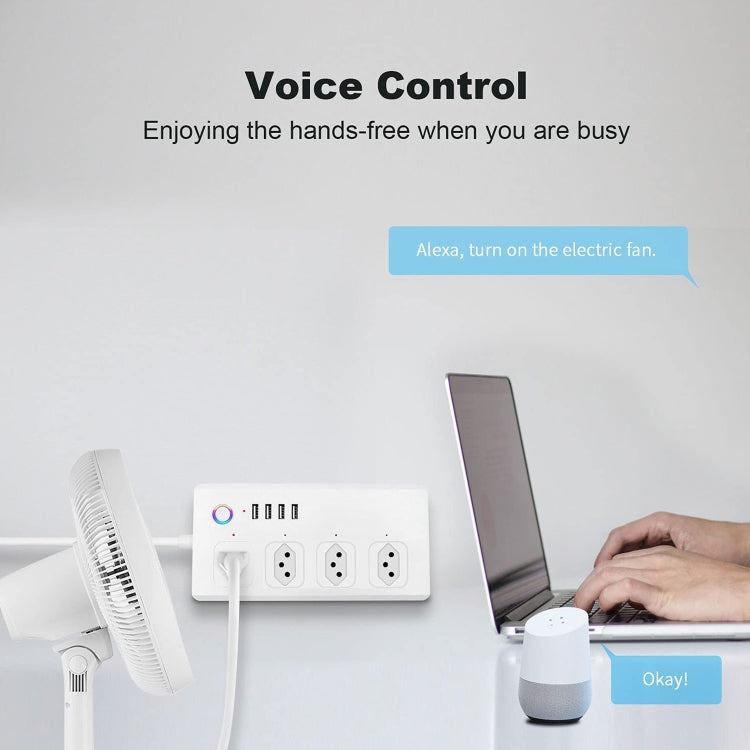 SM-SO301-B 4 Holes + 4 USB Multi-purpose Smart Power Strip, Brazil Plug, ZigBee 10A, WiFi 10A