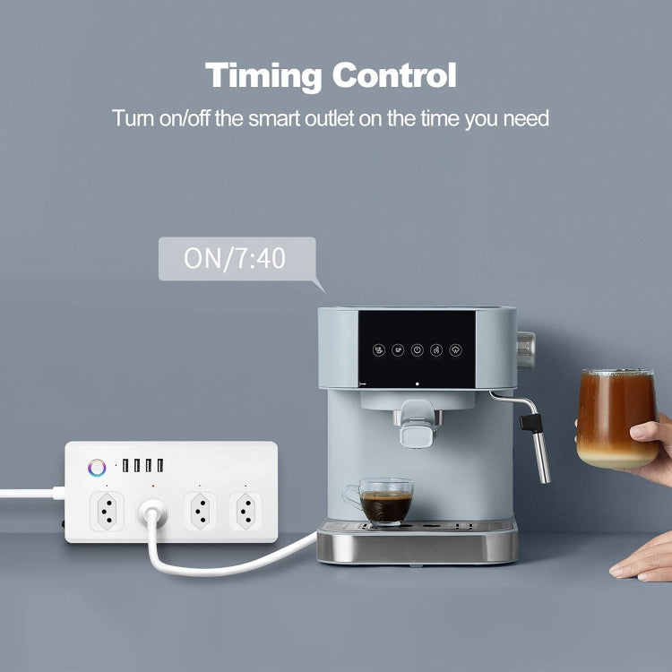 SM-SO301-B 4 Holes + 4 USB Multi-purpose Smart Power Strip, Brazil Plug, ZigBee 10A, WiFi 10A