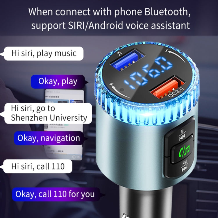 BC77 QC3.0 Fast Charging Car Bluetooth Hands-free MP3 Player FM Transmitter, BC77