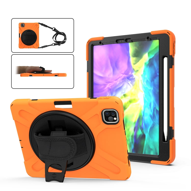 For iPad Pro 11 (2020) 360 Degree Rotation Silicone Protective Cover with Holder & Hand Strap & Long Strap & Pencil Slot, For iPad Air 2025 / 10.9 / Pro 11 2021 / 2020 / 2018