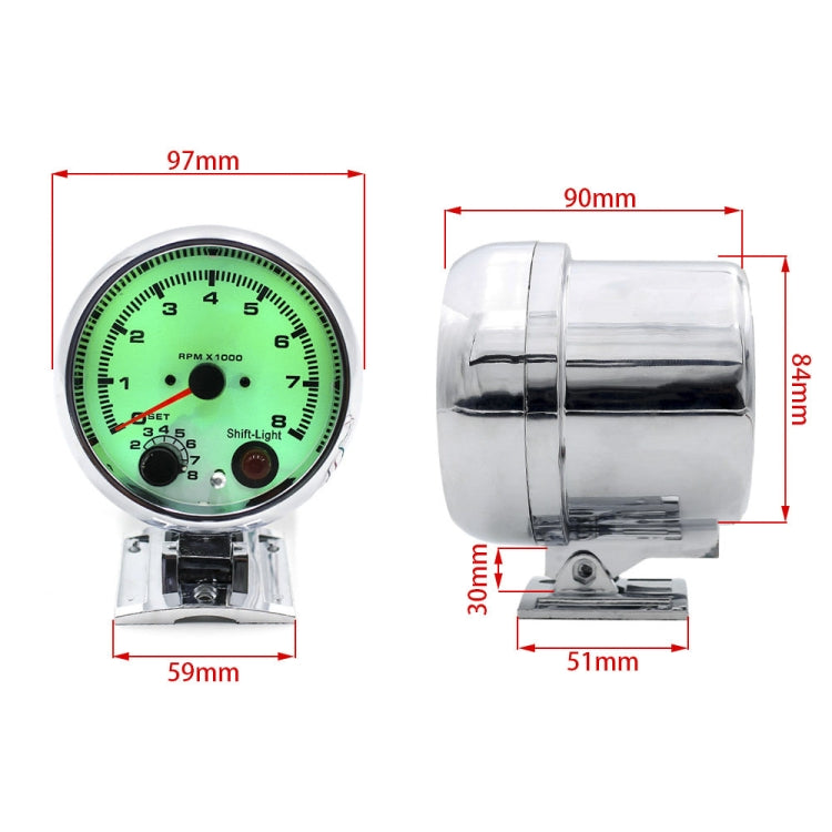 Car Modified 7 Background Lights Tachometer 0-8000RPM for 4/6/8 Cylinder Engines, 7 Background Lights Tachometer