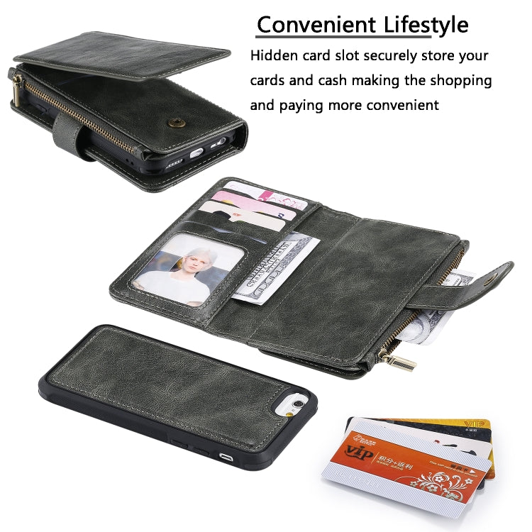 Multifunctional Retro Detachable Magnetic Horizontal Flip Leather Case with Card Slots & Holder & Wallet & Photo Frame, For iPhone 6 / 7 / 8, For iPhone X / XS, For iPhone XR, For iPhone XS Max, For iPhone 11, For iPhone 11 Pro, For iPhone 11 Pro Max