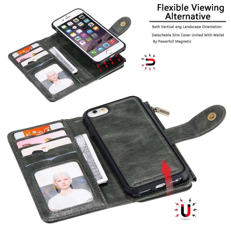 Multifunctional Retro Detachable Magnetic Horizontal Flip Leather Case with Card Slots & Holder & Wallet & Photo Frame, For iPhone 6 / 7 / 8, For iPhone X / XS, For iPhone XR, For iPhone XS Max, For iPhone 11, For iPhone 11 Pro, For iPhone 11 Pro Max
