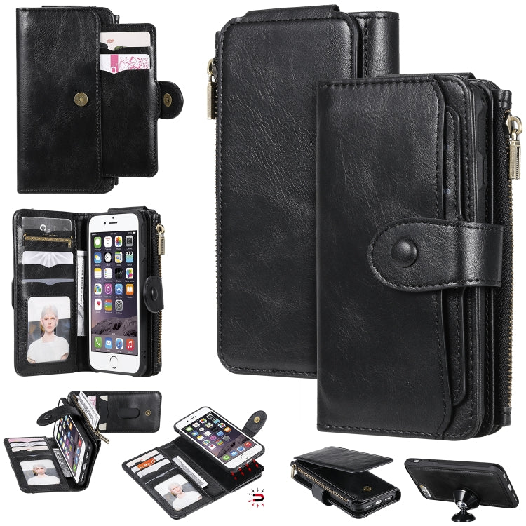 Multifunctional Retro Detachable Magnetic Horizontal Flip Leather Case with Card Slots & Holder & Wallet & Photo Frame, For iPhone 6 / 7 / 8, For iPhone X / XS, For iPhone XR, For iPhone XS Max, For iPhone 11, For iPhone 11 Pro, For iPhone 11 Pro Max