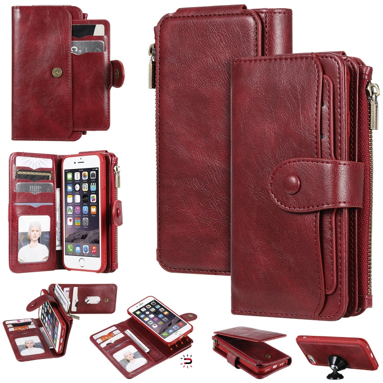 Multifunctional Retro Detachable Magnetic Horizontal Flip Leather Case with Card Slots & Holder & Wallet & Photo Frame, For iPhone 6 / 7 / 8, For iPhone X / XS, For iPhone XR, For iPhone XS Max, For iPhone 11, For iPhone 11 Pro, For iPhone 11 Pro Max