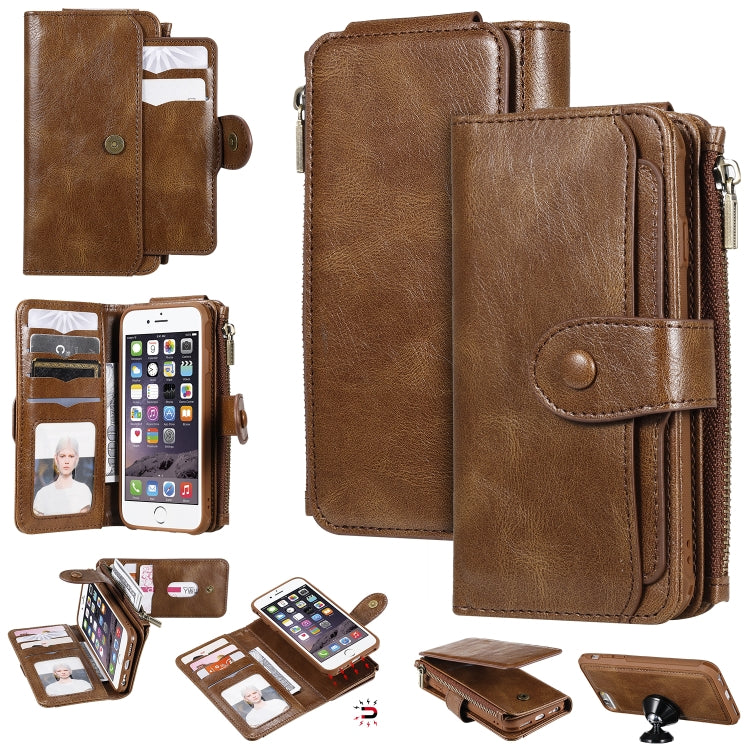 Multifunctional Retro Detachable Magnetic Horizontal Flip Leather Case with Card Slots & Holder & Wallet & Photo Frame, For iPhone 6 / 7 / 8, For iPhone X / XS, For iPhone XR, For iPhone XS Max, For iPhone 11, For iPhone 11 Pro, For iPhone 11 Pro Max