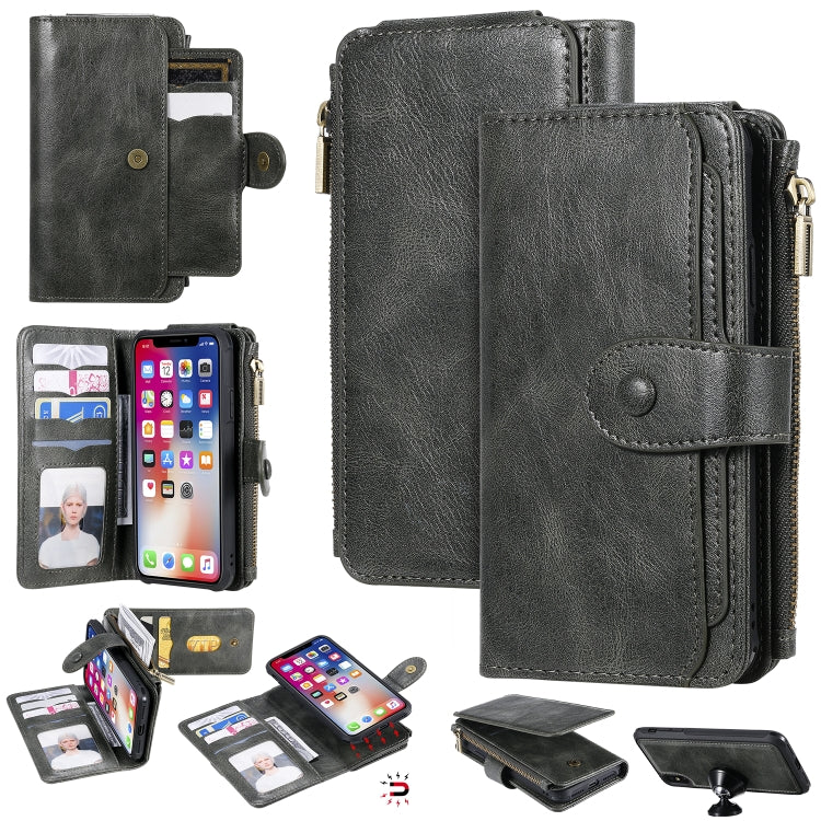 Multifunctional Retro Detachable Magnetic Horizontal Flip Leather Case with Card Slots & Holder & Wallet & Photo Frame, For iPhone 6 / 7 / 8, For iPhone X / XS, For iPhone XR, For iPhone XS Max, For iPhone 11, For iPhone 11 Pro, For iPhone 11 Pro Max