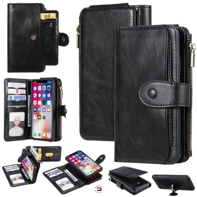 Multifunctional Retro Detachable Magnetic Horizontal Flip Leather Case with Card Slots & Holder & Wallet & Photo Frame, For iPhone 6 / 7 / 8, For iPhone X / XS, For iPhone XR, For iPhone XS Max, For iPhone 11, For iPhone 11 Pro, For iPhone 11 Pro Max