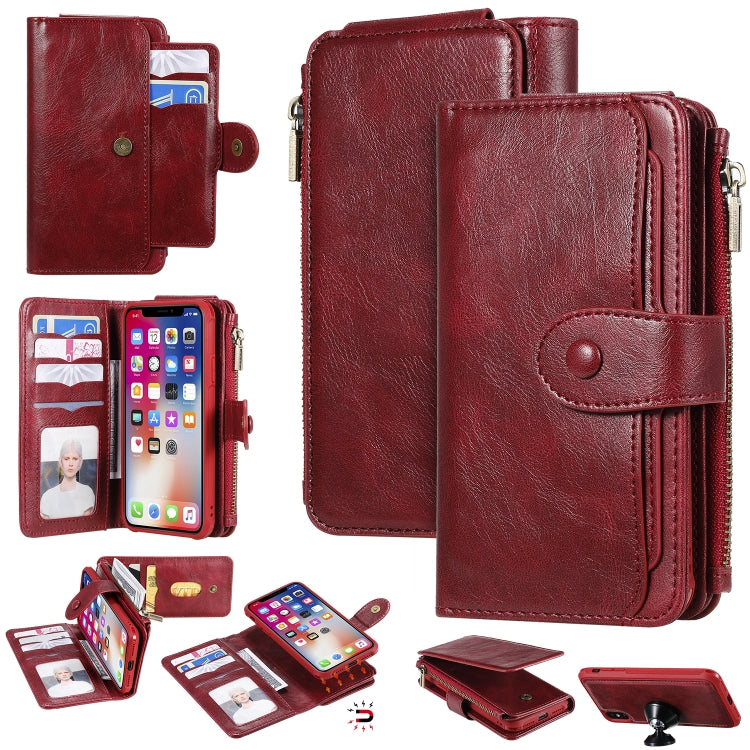 Multifunctional Retro Detachable Magnetic Horizontal Flip Leather Case with Card Slots & Holder & Wallet & Photo Frame, For iPhone 6 / 7 / 8, For iPhone X / XS, For iPhone XR, For iPhone XS Max, For iPhone 11, For iPhone 11 Pro, For iPhone 11 Pro Max