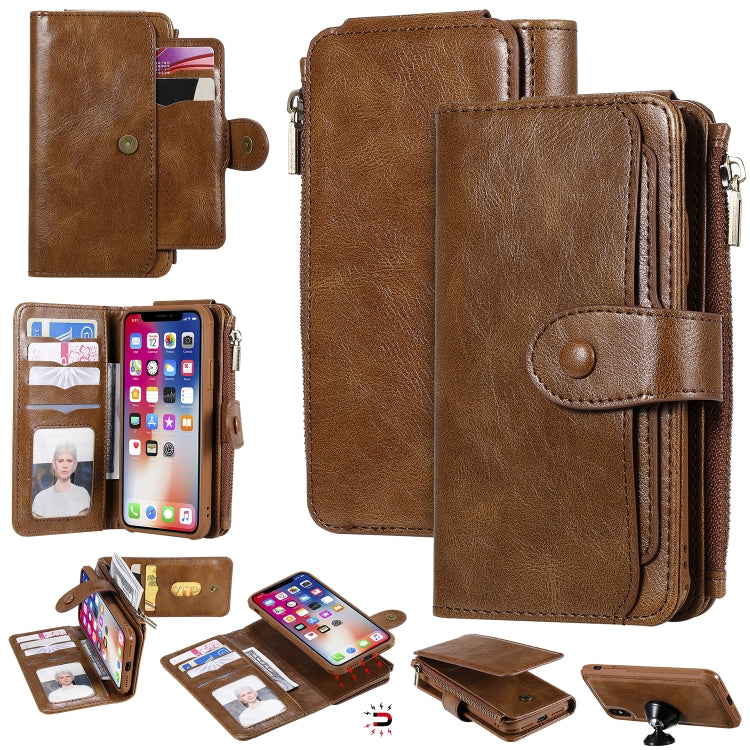 Multifunctional Retro Detachable Magnetic Horizontal Flip Leather Case with Card Slots & Holder & Wallet & Photo Frame, For iPhone 6 / 7 / 8, For iPhone X / XS, For iPhone XR, For iPhone XS Max, For iPhone 11, For iPhone 11 Pro, For iPhone 11 Pro Max