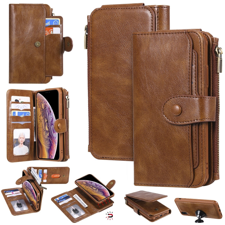 Multifunctional Retro Detachable Magnetic Horizontal Flip Leather Case with Card Slots & Holder & Wallet & Photo Frame, For iPhone 6 / 7 / 8, For iPhone X / XS, For iPhone XR, For iPhone XS Max, For iPhone 11, For iPhone 11 Pro, For iPhone 11 Pro Max