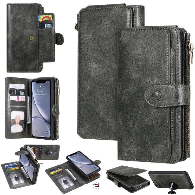 Multifunctional Retro Detachable Magnetic Horizontal Flip Leather Case with Card Slots & Holder & Wallet & Photo Frame, For iPhone 6 / 7 / 8, For iPhone X / XS, For iPhone XR, For iPhone XS Max, For iPhone 11, For iPhone 11 Pro, For iPhone 11 Pro Max